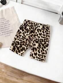 2 st/set trendiga leopardmönstrade t-shirts för tweenflickor och matchande shorts med leopardmönster, löst och andningsbart t-shirtklädsel för vår/sommar - Aprikos - Visa 5