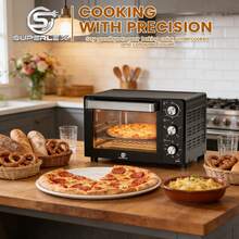 SUPERLEX 20L Oven Bbq Gril, Microwave Oven, 6 Power Levels, Equipped With A 60-Minute Timer And Automatic Power Off Function, A Toaster Oven With Adjustable Temperature From 100°C To 230°C,  Touch Handle Design, A Hot Air Fryer, And A 1200W Electric Oven Suitable For Kitchen Roast Chicken, French Fries, Toast, And Hamburgers - 英規插(220-240V) - 查看 3