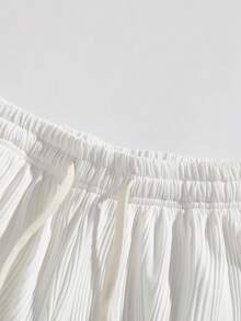 Quần short nam mùa hè, chất liệu jacquard, họa tiết sọc lượn sóng, mỏng, thời trang đường phố, phong cách thường ngày. - trắng - Xem 3