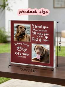 1pc Custom Photos & Text Pet Memorial Acrylic Plaque – Personalized Dog/Cat Remembrance Keepsake With Dual Pet Photos, Name & Dates | Sympathy Gift For Pet Owners, Dog Lovers & Cat Parents | Home Shelf Decor & Pet Memory Display - Multicolor - View 9