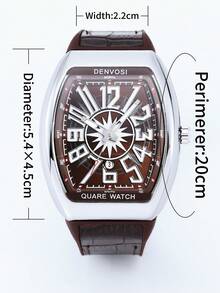 Men's Starry Sky Barrel Luxury Watch With Silicone Strap - Mocha Brown - View 8