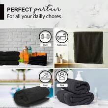 100% Cotton Bath Towels, 24x48 Pack Of 6 Towels, Quick Dry, Highly Absorbent, Soft Feel Towel, Gym, Spa, Bathroom, Shower, Pool, Luxury Soft Towels (Grey, 24x48-6 Pack) - Xám - Xem 6