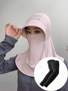 1 pieza/2 piezas Sombrero de protección solar integral para mujer, gorro de cuello para ciclismo integrado para sombreado solar de verano para exteriores - Multicolor - Ver 3