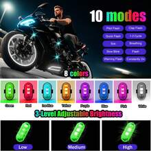 2/4/6/8件組 RGB LED 機車燈套件，無線遙控充電式單車燈，8色動態閃爍燈，防水裝飾燈，適用於機車、單車、ATV、機車踏板車，夜騎配件，送給男性的禮物 - 引領 - 查看 4