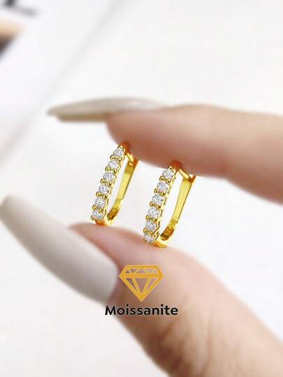 Đôi bông tai Moissanite đính đá 0.03CT bằng bạc Sterling (S925) - Món quà thanh lịch và sang trọng dành cho lễ đính hôn, đám cưới, bạn thân, sinh nhật và kỷ niệm. Trang sức cô dâu.