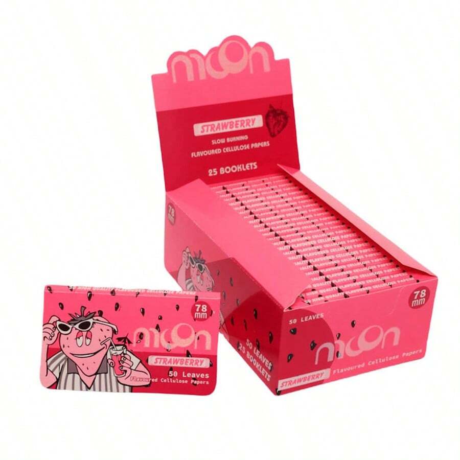 MOON Strawberry Flavored Rolling Papers 1 1/4 Size 78mm - Xem 1
