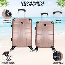 2-Piece Hard-Shell Suitcase Set, 20 And 18 Inches, Hand Luggage, 10KG And 8KG, Lightweight PC+ABS Material, 360° Detachable Wheels With Integrated Lock - Black and White - View 3