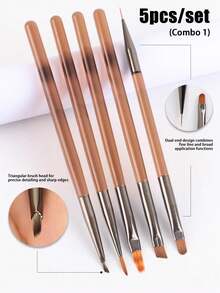 5PCS Nail Art Brush Kit, 2 Combo Options, For Liner/Gradient/Acrylic Nails, High-Quality Anti-Frizz Bristles - Multicolor - View 8