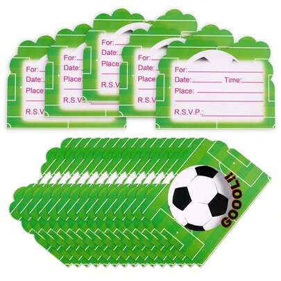 Bộ 10/30 Thiệp Mời Sinh Nhật Chủ Đề Bóng Đá - Thiệp Tiệc Sinh Nhật Thể Thao Cho Bé Trai & Bé Gái, Bao Gồm Phong Bì - Thiết Kế Bóng Đá Vui Nhộn Cho Tiệc Sinh Nhật Trẻ Em