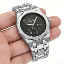 1 chiếc đồng hồ nam thạch anh, vỏ thép không gỉ hình đa giác, họa tiết số graffiti cá nhân hóa, thiết kế độc đáo phong cách hip-hop, chống nước, phát sáng, thời trang, dành cho doanh nhân. - Một cỡ - Xem 8