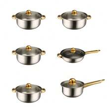 18-Piece Stainless Steel Pots & Pans Set, Includes 6 Pots With 6 Lids & 6 Cooking Spatulas, Rustproof & Non-Stick Cookware Kit, Induction Hob Compatible Saucepans With Lids, Durable Kitchen Cooking Set For All Stovetops - View 11