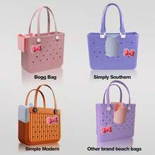 Phone And Cup 2in1 Holder For Bogg Bag,Multifunction Organizer Accessories For Rubber Beach Tote,Compatible With All Brands/Sizes Beach Bag & 20/30 Oz Stanley Tumbler-Pink - 黑色 - 查看 5