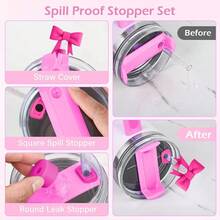 Accessories Set For Stanley Cup 30oz 40oz Tumbler With Handle, Including Bow Straw Topper Cover Cap, Straw Bow Decorate, Boot, Spill Proof Stopper, Handle Charm, Letter Sticker, 7PCS (Y) - Y - Xem 6