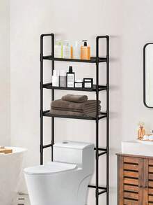 Over Toilet Storage Rack - 3-Tier Stainless Steel Bathroom Organizer With Adjustable Shelves, Waterproof Space-Saving Rack For Toilet Paper, Towels, Toiletries (No Drill Installation) - Black - View 2