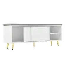 Shoe Bench, Shoe Rack With Seat, Bench With Cushion, Shoe Cabinet With Storage Space, Wardrobe Bench, White, Dimensions: 121 * 35 * 49 Cm (Width * Depth * Height) - White - View 6