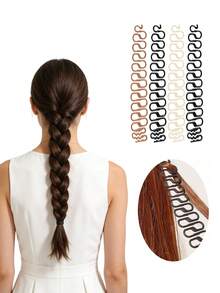 2/4 piezas Peines elásticos de plástico redondos y extensibles, sujetadores de banda para el cabello de mujer, aros redondos dentados para el cabello, accesorios para el cabello de mujer, blanco, marrón, negro casual, herramientas de peinado para peluquería, salón de belleza, productos esenciales de viaje para el cabello, cuidado del cabello, accesorios para el cabello - Multicolor - Ver 12