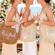 1 chiếc túi tote đi biển cá nhân hóa, túi tote đi biển móc len theo yêu cầu với tên người nhận, quà tặng cho phù dâu, túi tote mùa hè, túi quà cưới, túi du lịch cuối tuần, túi cho bé gái, quà tặng tùy chỉnh dành cho phái nữ. - Nhiều màu - Xem 10