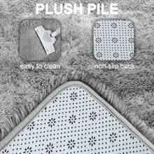 Rectangular Shaggy Rugs Living Room, Grey Large Rugs For Living Room, Soft And Fluffy Area Rugs For Bedroom, Durable And Easy To Clean Modern Home Decor, Atmosphere High End Decorative Carpet. - Tie-dye Light Gray - View 7