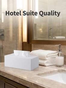 Sleek Tissue Box With Elegant Stitching Smooth Extraction Pu Leather Tissue Holder For Men And Women Minimalist Rectangular Tissue Box To Decorate Vanity Desk Bedroom Living Room Office Coffee Table And Nightstand Kitchen Home Essentials Accessories - Multicolor - View 7