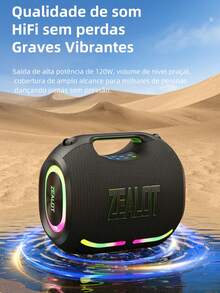 ZEALOT 120W Speaker With Maximum Output Power, Wireless Audio, Portable For Outdoor Use, RGB Color Lighting, Up To 8 Hours Of Playback Time, Supports Mobile Phones, Tablets, Computers And Televisions. SD, USB, AUX, Serial Pairing Function, Suitable For Cars, Outdoor Activities, Camping, Beaches, Family Parties. - ZE01 - Xem 5