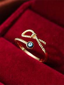 1 Stück einzigartiger Teufelsaugen-Offener Ring, Nischendesign verstellbarer Fingerring, Retro vielseitiges Pendler-Accessoire - Offener Ring - Übersicht 4