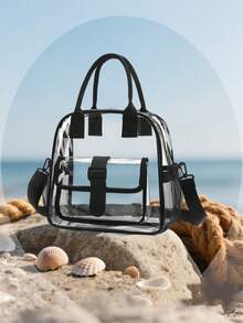 Unisex Fashion Transparent Shoulder Handbag, Outdoor Toiletry Bag, Crossbody Commuter Bag - Signature - View 2