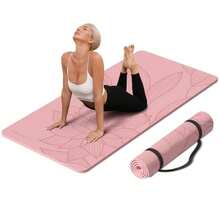Tapete grande de yoga 72 x 36 x 0.4 pies extra ancho y grueso cómodo antideslizante funciona muy bien en todo el piso para estirar estudio de yoga gimnasio o entrenamientos en casa - Rosado - Ver 8