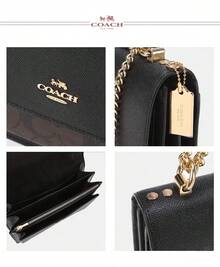 Klare Crossbody Bag In Signature Canvas With Rivets Coach Bag Chain Bag Leather Handbag Small Flap Square Bags For Women Purses - Black - View 6