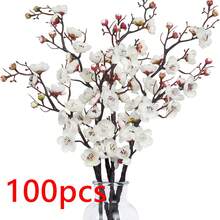 1 pieza/3 piezas/5 piezas/10 piezas Ramas artificiales de seda de Sakura/Flor de cerezo de 59cm con hojas, paquete a granel para arreglos de jarrones, pared de flores DIY, decoración de sala de estar/dormitorio, boda, fiesta, escritorio de oficina, otoño/invierno - Blanco - Ver 12