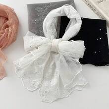 Lace Silk Scarf, Artistic Style Long Ribbon, New Spring/Summer Thin Neck Scarf, Shawl For Outer Wear - Hồng - Xem 3