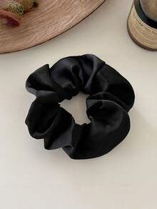 2pcs Black Hair Scrunchies, Suitable For Daily Wear - Black - View 8