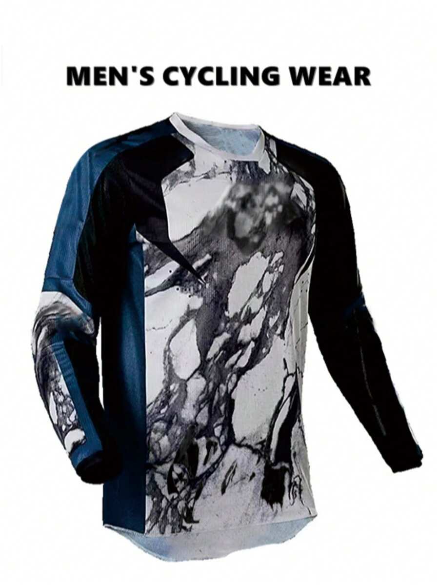 Men's Motocross Motorcycle Long Sleeve Riding Jersey - Made Of Breathable, Quick-Drying Polyester Fabric With UV Protection, Featuring A Red And Black Gradient Design With All-Over Printing, Ideal For Racing, Cycling And Outdoor Sports