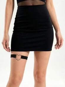 1 chiếc dây nịt chân co giãn màu đen hình trái tim dành cho nữ, dây nịt chân tối giản thời trang, dây nịt chân bằng polyester kiểu bohemian gợi cảm, thích hợp cho mùa xuân, hè, thu và đông. - màu đen - Xem 9