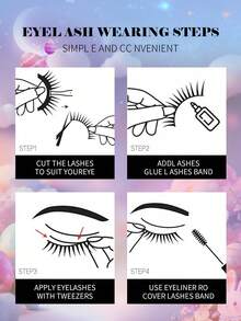 MAANGE 7 pares de pestañas postizas de estilo natural 3D esponjosas de imitación de visón, con diseños de dibujos animados y estilo coreano/japonés asiático para cosplay, regalo de Pascua, regalo de Pascua para ella, pestañas para fiestas - Negro - Ver 11
