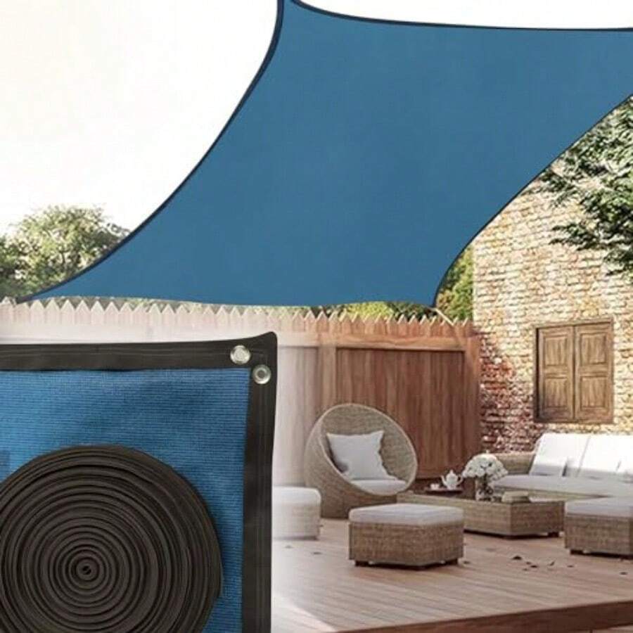 MPQ Mallas Sombra Toldo Raschel 90% - 4x2m Azul - Cinta Refuerzo y Ojillo - Protección UV Polietileno HDPE Alta Densidad Perfecto para Jardín Exteriores Vela-Resistente al Sol y al Desgaste - Azul - Ver 1