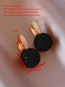 1 Pair Elegant Red Ball Design Rhinestone Pendant Earrings For Women, Simple - Black - View 4