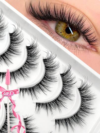 10 Cặp Mi Giả Tự Nhiên Mềm Mịn Kiểu Manga Có Cọ - Dải Mi Trong Suốt, Mi Giả Lông Chồn, Mi Mắt Mèo, Kiểu Ngắn Tự Nhiên Cho Vẻ Quyến Rũ Hàng Ngày - Có Thể Tái Sử Dụng, Thoải Mái, Dễ Dùng Cho Người Mới Bắt Đầu