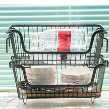 Freezer Basket Stackable Open Front Wire Storage Bin With Foldable Handle For Vegetable Fruit Snack,Organizer Frigo  Frigorifero - View 7