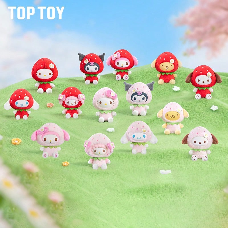 Miniso 三丽鸥草莓甜心系列盲盒毛绒挂件，送给女孩的礼物 - 彩色 - 查看 1