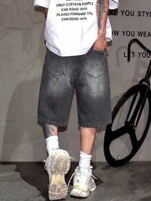 Denim Shorts, Cotton Ripped Jeans Shorts, Straight Leg Casual Shorts, Breathable Versatile Summer Commuter Shorts - Black - View 3