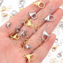 Bộ 20 món (20 móc cài hình càng cua, 40 khoen nối kín) bằng thép không gỉ, phụ kiện trang sức thời trang, không gây dị ứng và chống gỉ, bộ phụ kiện tự làm trang sức. - Bộ phụ kiện - Xem 3