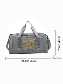 1pc Fitness Bag, Multi-Pocket Letter Pattern Nylon High Capacity Gym Workout Bag, Travel Bag - A - View 15