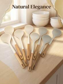 1 - 3 - 5 - 8 pièces Cuillères à soupe en silicone (blanc, noir) : résistantes à la chaleur, n'endommagent pas la casserole, faciles à nettoyer, ne s'accumulent pas de saleté et n'ont pas d'odeur. Convient pour servir la soupe, le riz, pour prélever le riz et la soupe, remuer la soupe et prendre la soupe du plat chaud, etc. Fabriqué en matériau silicone, convient pour les cuisines domestiques, les restaurants de fondue, le camping en plein air, etc. Ustensile de cuisine essentiel pour un usage domestique. - Multicolore - Voir 4