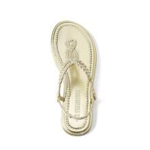 Women's Fashion Sandals, Dressy Summer Bohemian T-Strap Comfortable Summer Flats Sandals For Vacation - 金色 - 查看 5