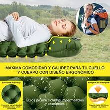 Almohadilla Iable para Dormir Almohadilla De Camping Almohadilla para Dormir con Bomba De Pie Incorporada Almohadas Iables para Mochilero Verde Simple - Verde simple - Ver 4