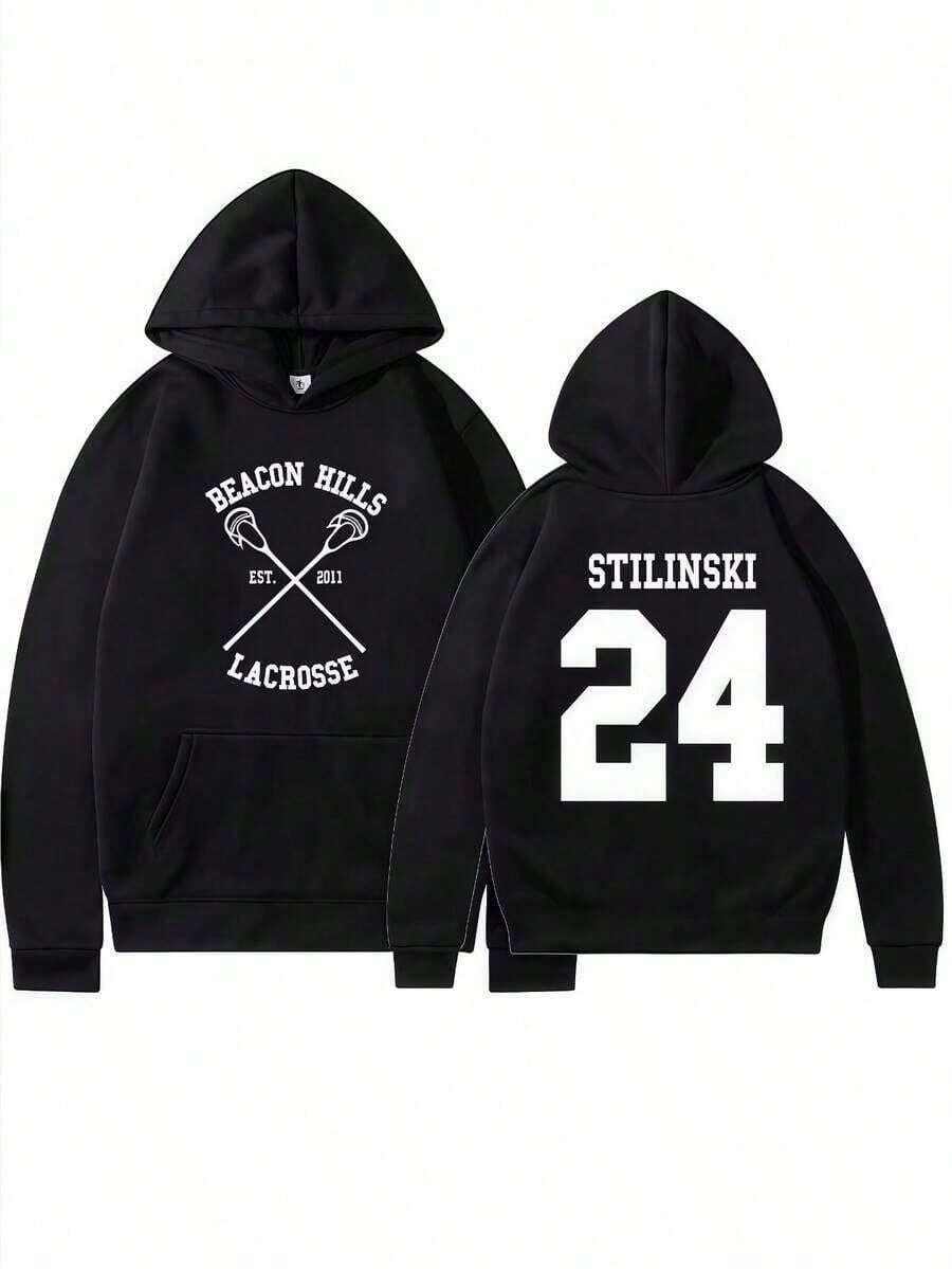 Nuevas de moda de la temporada: Sudaderas con capucha de Teen Wolf STILINSKI 24 LAHEY 14 MCCALL 11, ropa urbana con estampado de moda, sudaderas deportivas para hombre y mujer, ropa Harajuku. - Negro - Ver 1