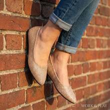 Giày bệt mũi nhọn mùa xuân/hè, phần trên bằng vải dệt kim tuyến, đế trong bằng mút đàn hồi cao, gót cao su latex chống ma sát và chống trơn trượt, giày lười casual đa năng. - màu hồng nude - Xem 12