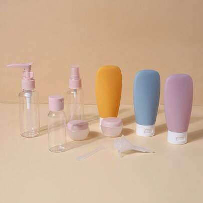 Bộ 11 chai đựng mỹ phẩm có thể tái sử dụng, đựng sữa dưỡng thể, dầu gội, sữa tắm, tiện lợi khi đi du lịch hoặc đi biển.