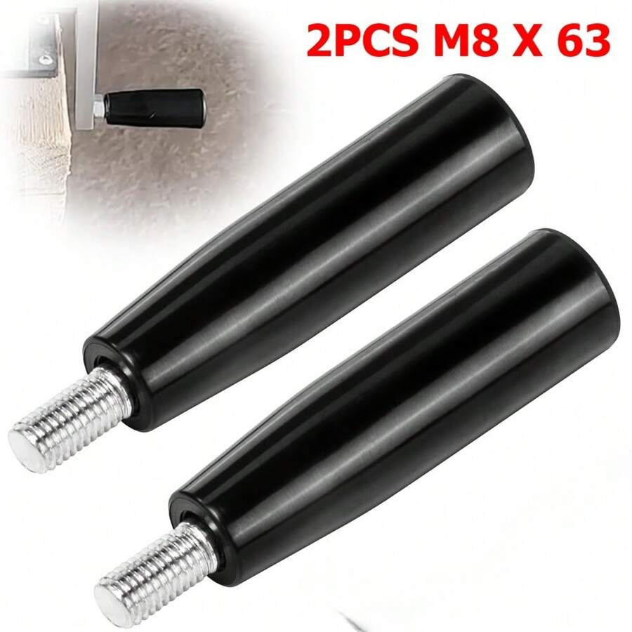Bộ 2 tay quay tháo rời M8 x 63, tay quay Bakelite chống trượt màu đen, thích hợp cho máy phay, máy tiện, máy khoan điện, kích nâng rơ moóc, máy cưa bàn, máy cuốn ống và các thiết bị khác. - M8 x 63 (2 chiếc) - Xem 1