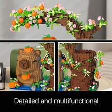 Cute Cartoon Animal Heart-Shaped Panda Micro-Diamond Building Block Bamboo Pen Container Assembly Bricks, Home Decor, Stress Relief, Suitable For Gifting, Birthday, Halloween/Thanksgiving/Christmas - Multicolor - View 11